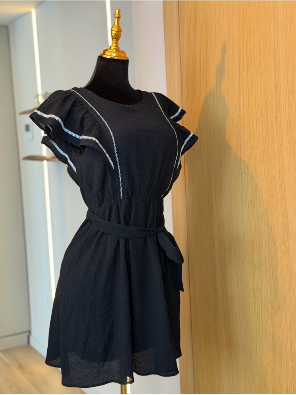 Banana Republic Black Ruffle Sleeve Mini Dress | City Muse - Picture 2 of 5
